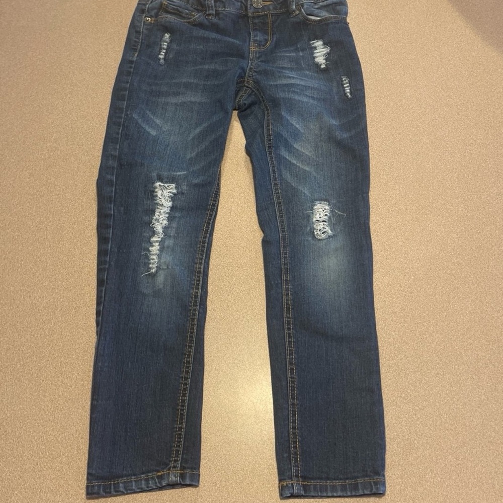 Mudd Girls Dark Blue Slim distressed Jeans size 8